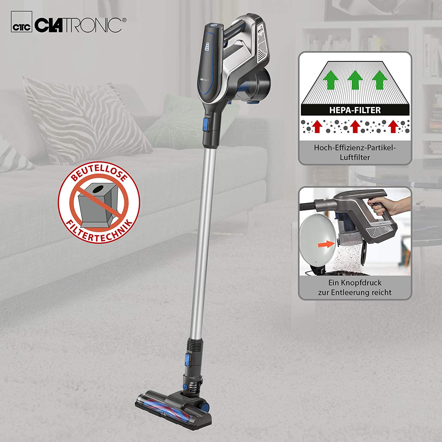 Clatronic Aspirateur à Main 700W - Aspirateur Voiture Coussins Ordinateurs Avec Câble 6m HS 2631