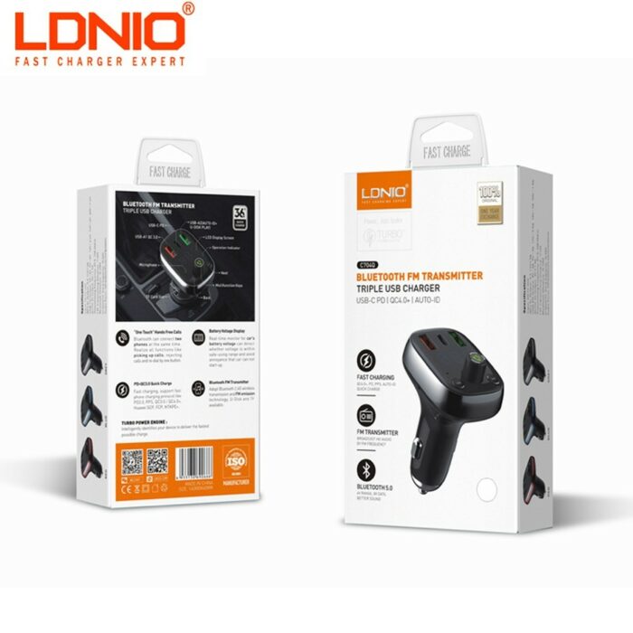 LDNIO C704Q Émetteur FM Bluetooth Chargeur – Image 3