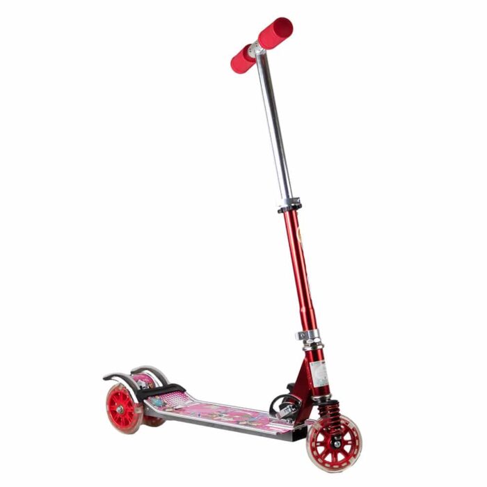 Trottinette avec roues clignotante  Amortisseur Rouge 3 roues – Image 1