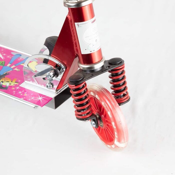 Trottinette avec roues clignotante  Amortisseur Rouge 3 roues – Image 3