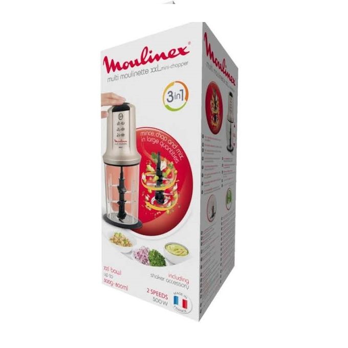 Moulinex Mini Hachoir Électrique Multi Moulinette 3en1, Hacher, Mixer,  Émulsionner, Mayonnaise, Chantilly, Viande, Légumes, Herbes, Épices, Fruits