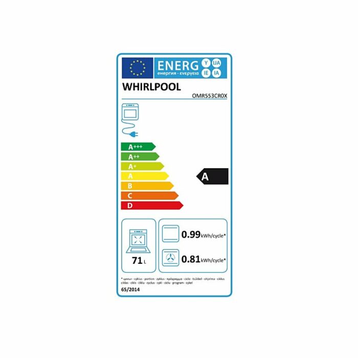 Whirlpool four encastrable OMR559RR0X 71 litres 9 modes de cuisson