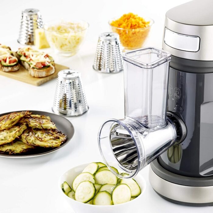 Moulinex Éminceur Râpeur Accessoire Masterchef Gourmet Officiel Kit Râpé Tranché Compatible avec Tous les Robots Pâtissier Masterchef XF6320B1, Blanc