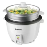 Taurus Rice Chef - Cuiseur à riz 700W, Capacité 1,8L, Revêtement anti-adhérent, Fonction cuisson et maintien au chaud, Accessoires cuisson à la vapeur, Blanc